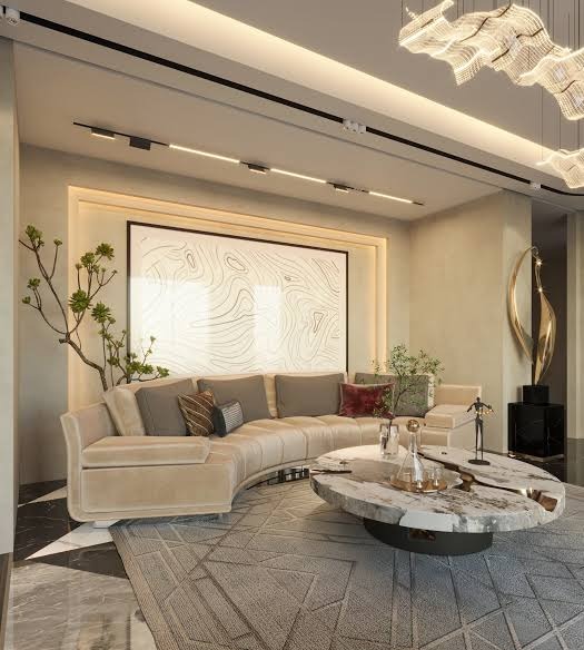 Luxury living room with wall panels